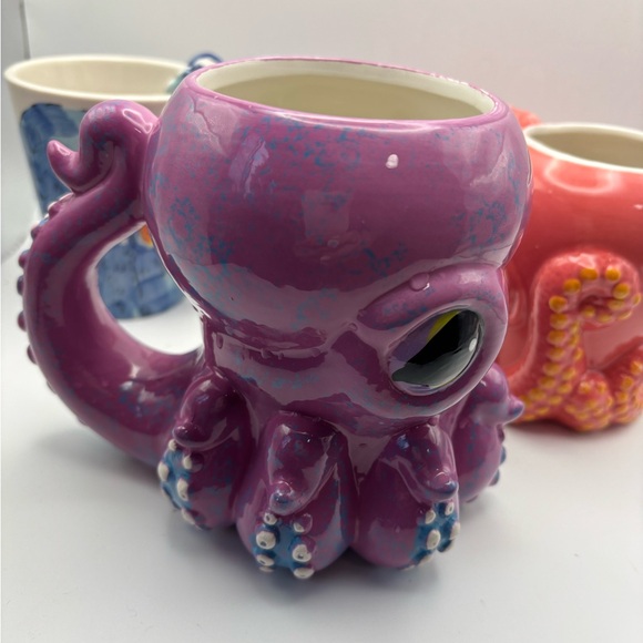 Oceanic Charm Ceramic Mug Trio - Blue, Pink, and Purple - Picture 8 of 16